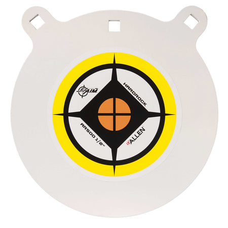 EZ-Aim Hardrock AR500 10-Inch Steel Gong Target, .50" Armor Plate, White/Yellow/Black