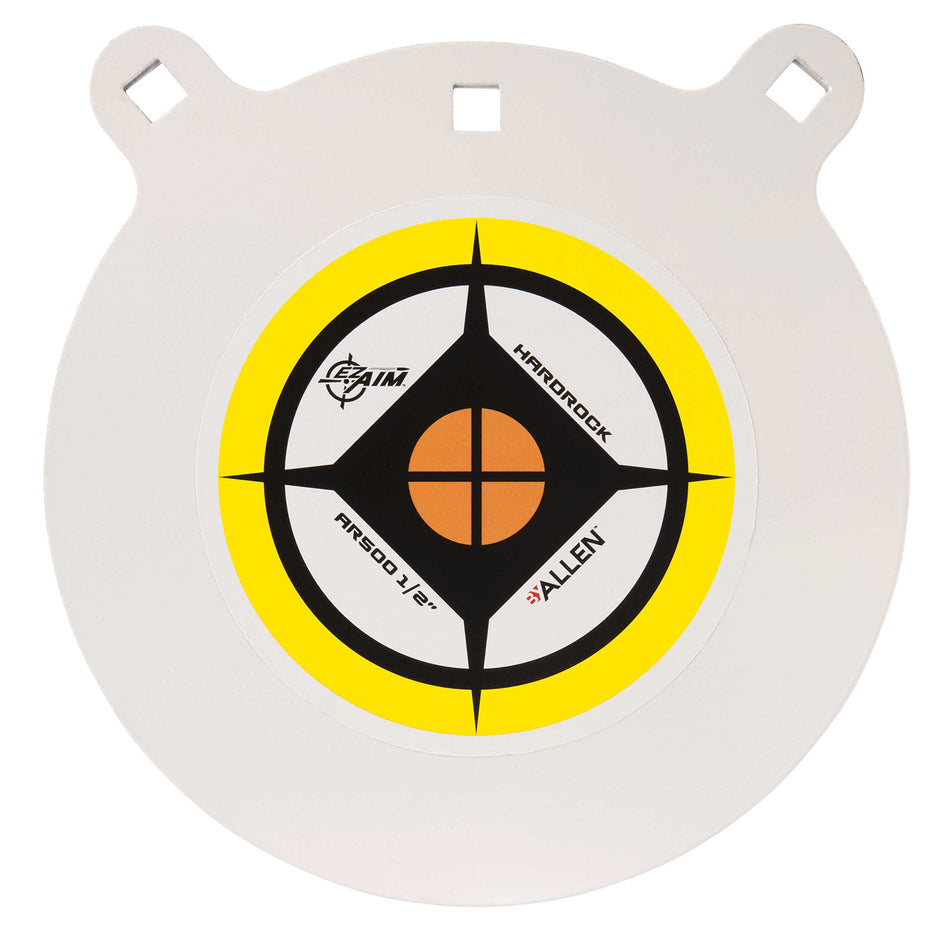 EZ-Aim Hardrock AR500 10-Inch Steel Gong Target, .50" Armor Plate, White/Yellow/Black