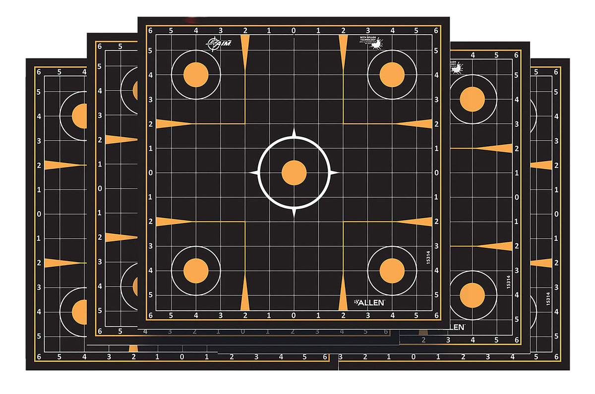 EZ-Aim Splash Self-Adhesive Paper Shooting Targets, Sight-In Grid, Black/Orange, 10 Pk