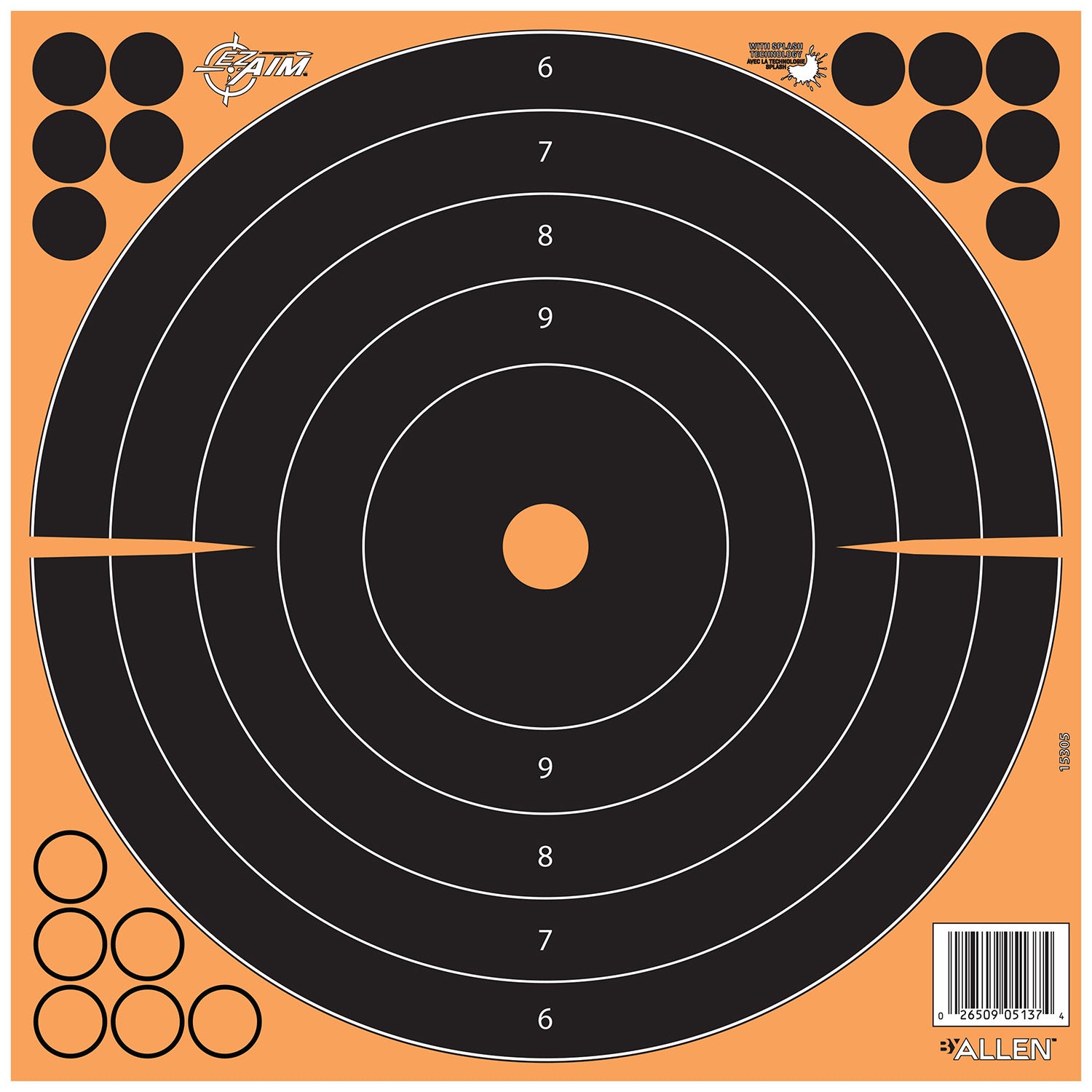 EZ-Aim Splash Self-Adhesive Paper Bullseye Shooting Targets, 12"x12", 25-Count