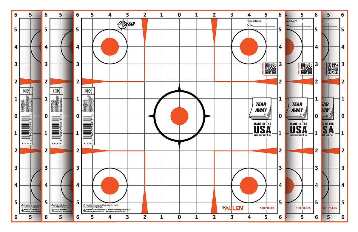 EZ-Aim 15333100 Peel-and-Stick Sight Grid Paper Target, 12"x12", 100-Count