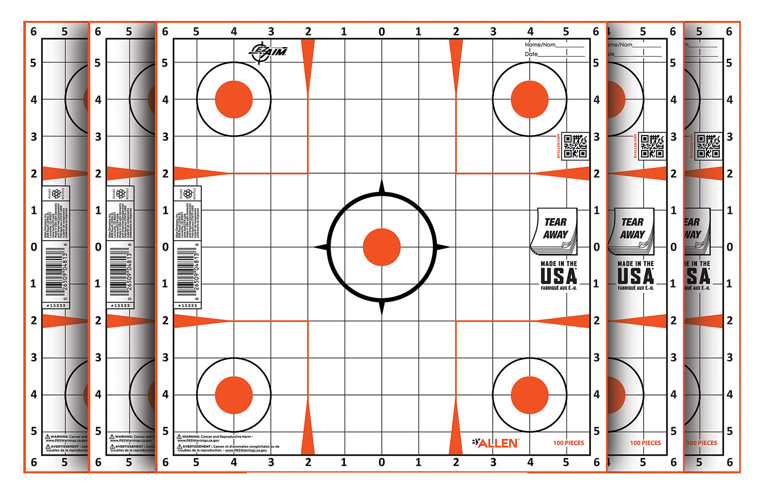 EZ-Aim 15333100 Peel-and-Stick Sight Grid Paper Target, 12"x12", 100-Count