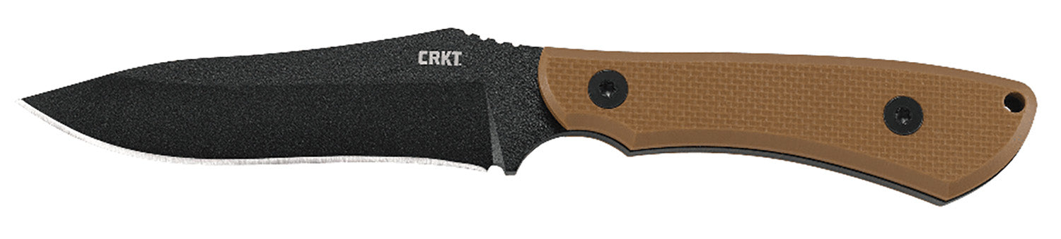 CRKT 2083 Ramadi 4.37in Fixed Plain Black Matte Baked-On Anti Rust SK-5 Steel Blade Coyote G10 Handle and Sheath