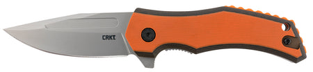 CRKT 2372 Fawkes 2.74in Folding Clip Point Plain Bead Blasted 4116 Stainless Blade Black and Orange G10 Handle with Clip