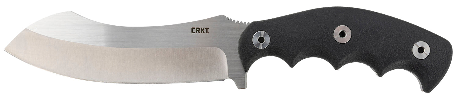 CRKT 2866 Catchall 5.51" Fixed Plain Sheepsfoot Blade Brushed Satin SS Black GRN with Rubber Overlay Handle and Sheath
