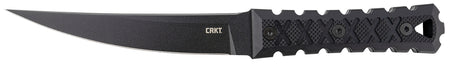 CRKT 2927 HZ6 6.50" Fixed Plain SK-5 Steel Blade Black Matte Anti-Rust Coating G10 Handle with Carved X Pattern and Sheath