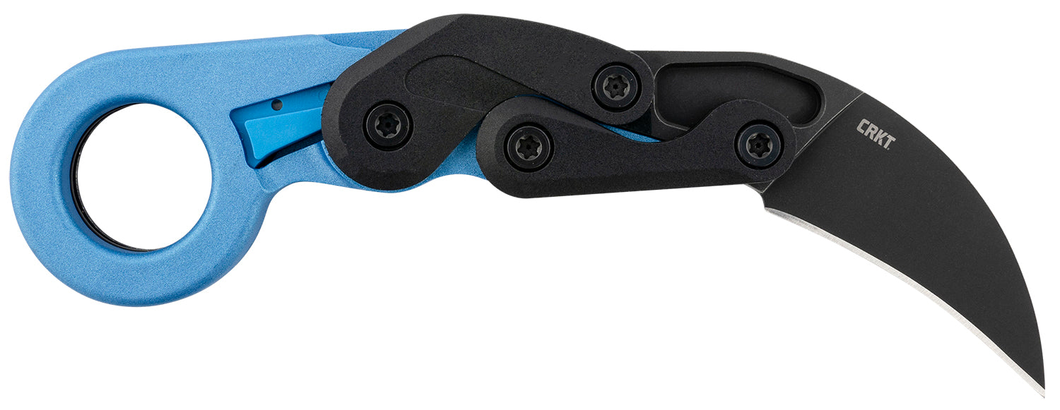 CRKT 4041B Provoke 2.47" Folding Hawkbill Stonewashed 4116 Stainless Blade Blue Metallic Grivory Handle Karambit Style