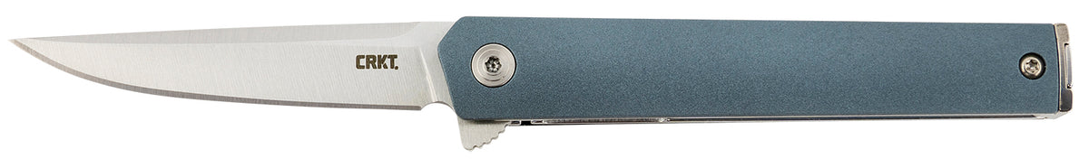 CRKT 7095 CEO Compact 2.61" Folding Satin 4116 SS Blade Blue Glass-Reinforced Nylon Handle Flipper with Clip