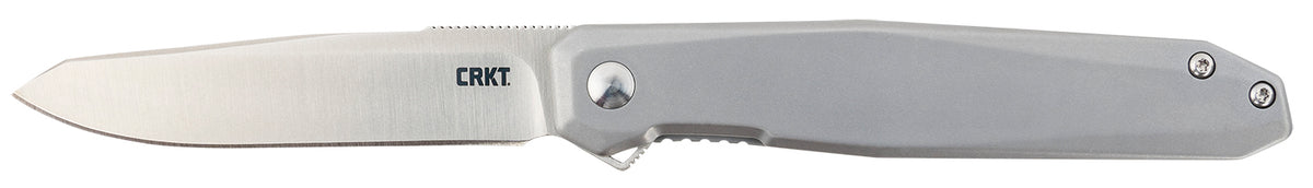 CRKT K230XXP Facet 3.37" Folding Plain Satin D2 Steel Blade Stainless Handle Assisted Opening IKBS Frame Lock