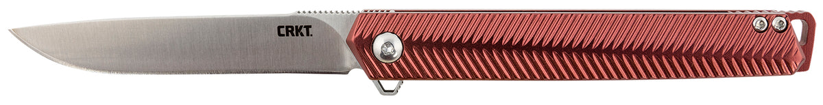 CRKT K820BXP Stylus 3.18" Folding Plain Satin Sandvik 12C27 Blade Maroon Anodized Aluminum Handle Assisted Opening