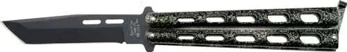 Bear & Sons Silver Vein 5-Inch Butterfly Knife with Black Epoxy Tanto