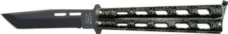 Bear & Sons Silver Vein 5-Inch Butterfly Knife with Black Epoxy Tanto