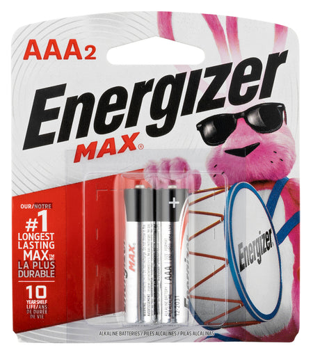 Energizer E92BP2 AAA 1.5V Alkaline Max Batteries Pack of 2