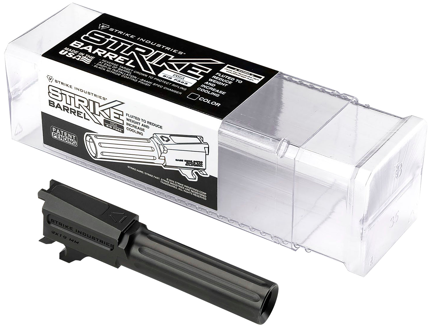 Strike Industries 9mm Luger 3.1" Fluted Black Nitride Drop-In Barrel for Sig Sauer P365