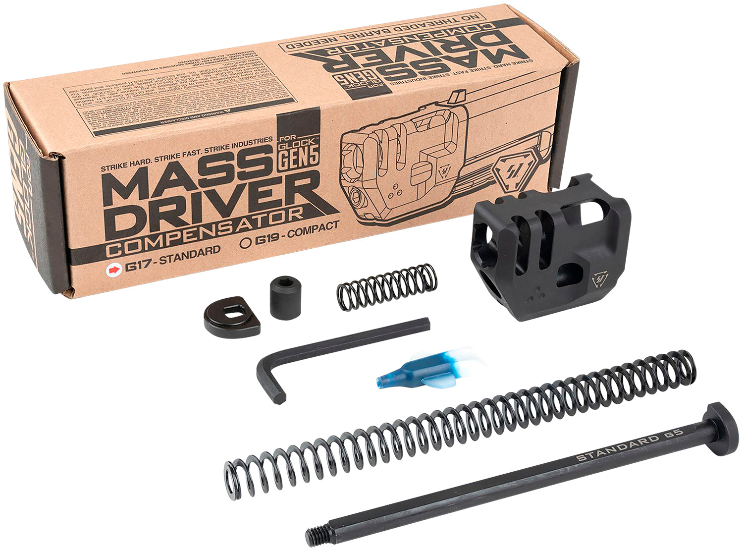 Strike Industries Black Mass Driver Compensator Recoil Reduction System for Glock 17 Gen 5