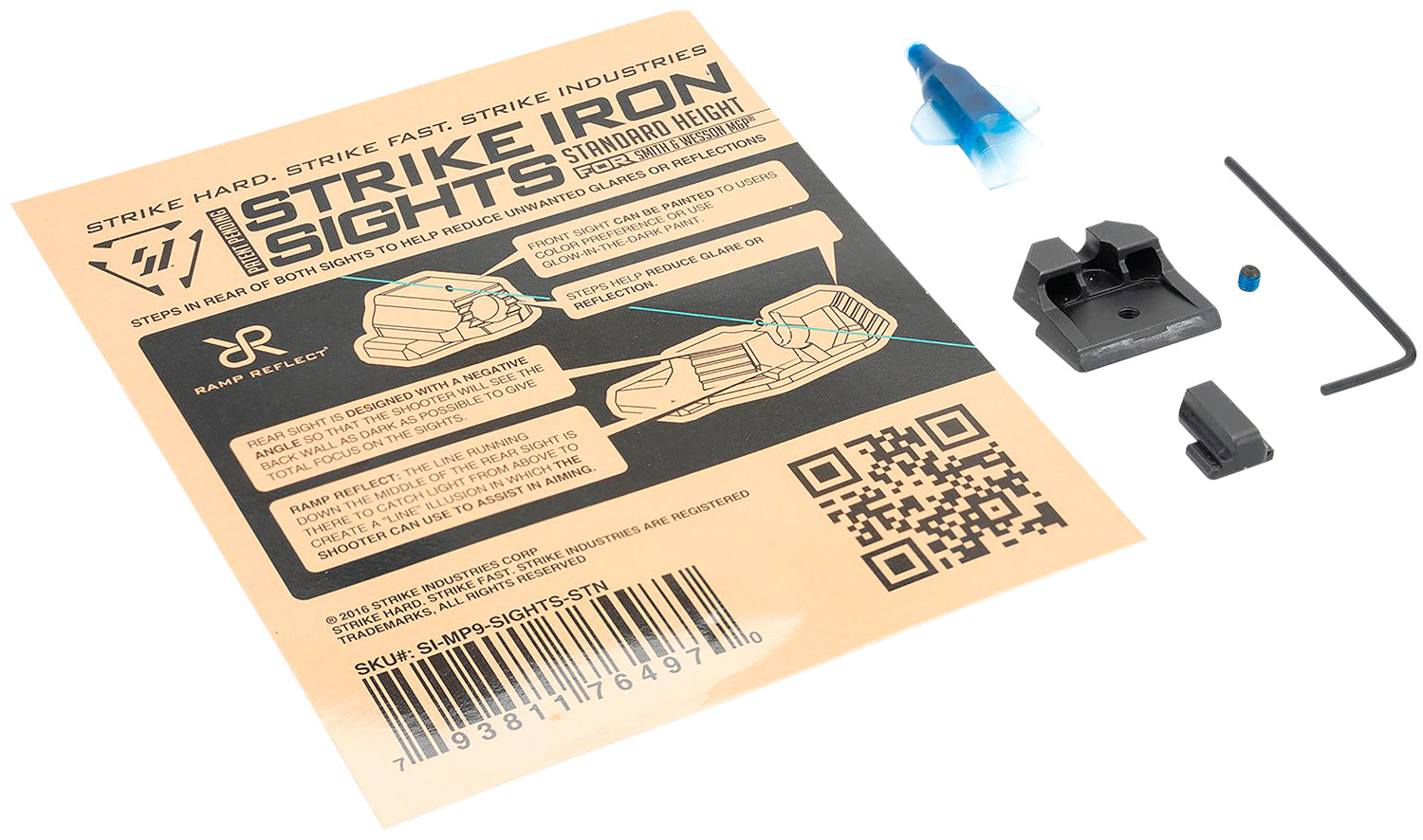 Strike Industries MP9SIGHTSSTN S&W M&P Standard Height Steel Iron Sight Set