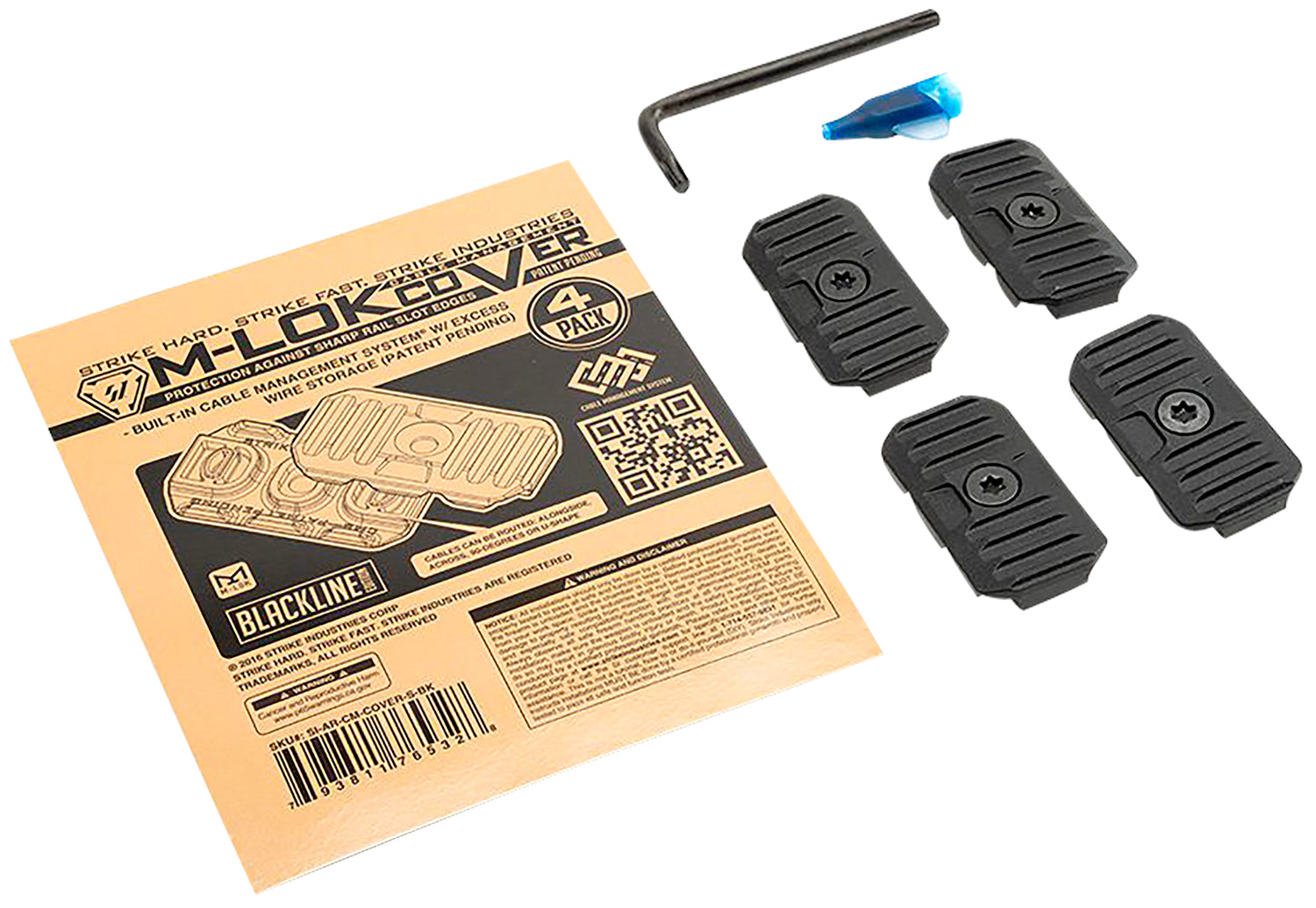 Strike Industries Short M-LOK Cable Management Cover Black Polymer 1.57" with Wire Routing