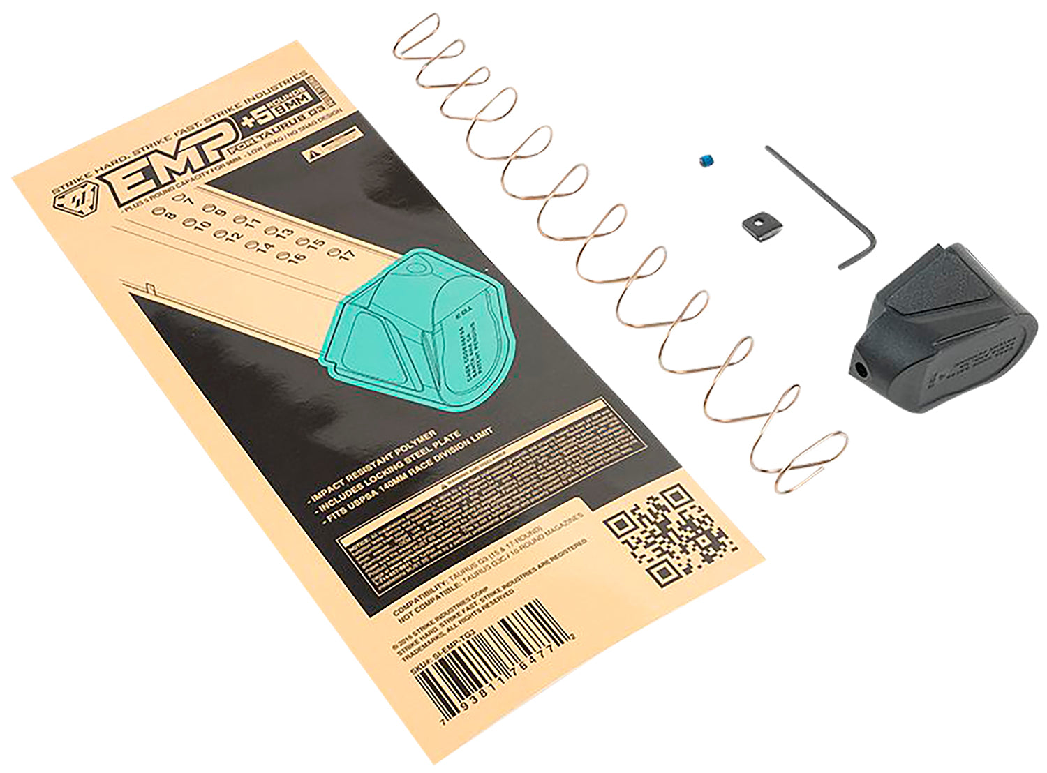 Strike Industries EMPTG3 Taurus G3 Mag Extension Plate +5rd 9mm Luger Black Polymer