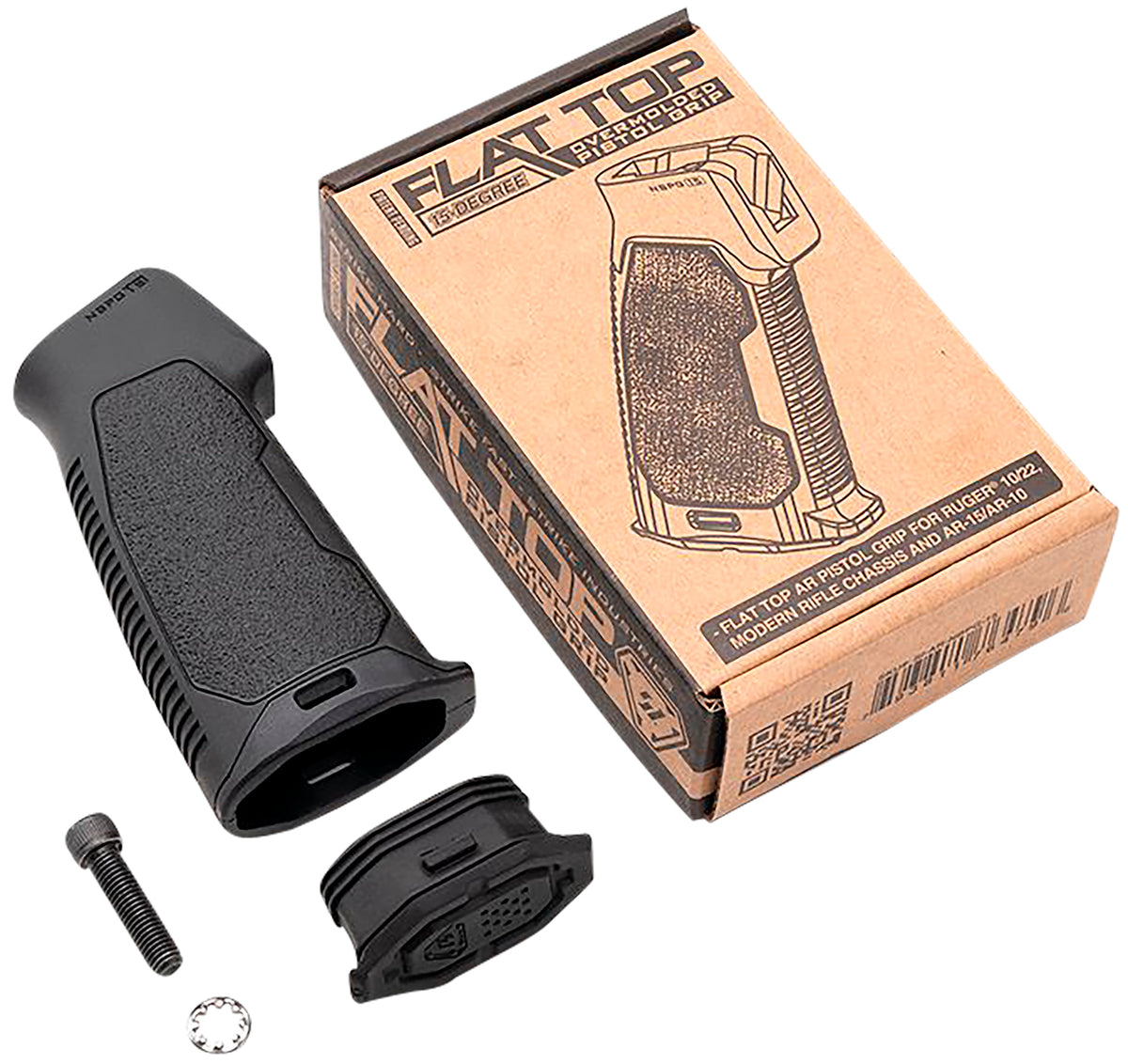 Strike Industries AR Platform Flat Top Overmolded Grip 15 Degrees Black Rubber