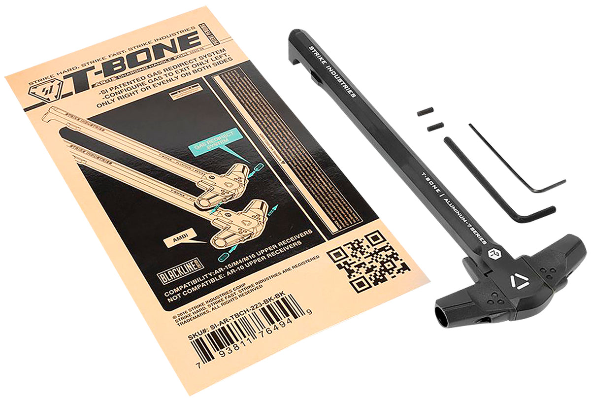 Strike Industries AR-15 .223/5.56 T-Bone Charging Handle Black Polymer with 7000 Series Aluminum Shaft