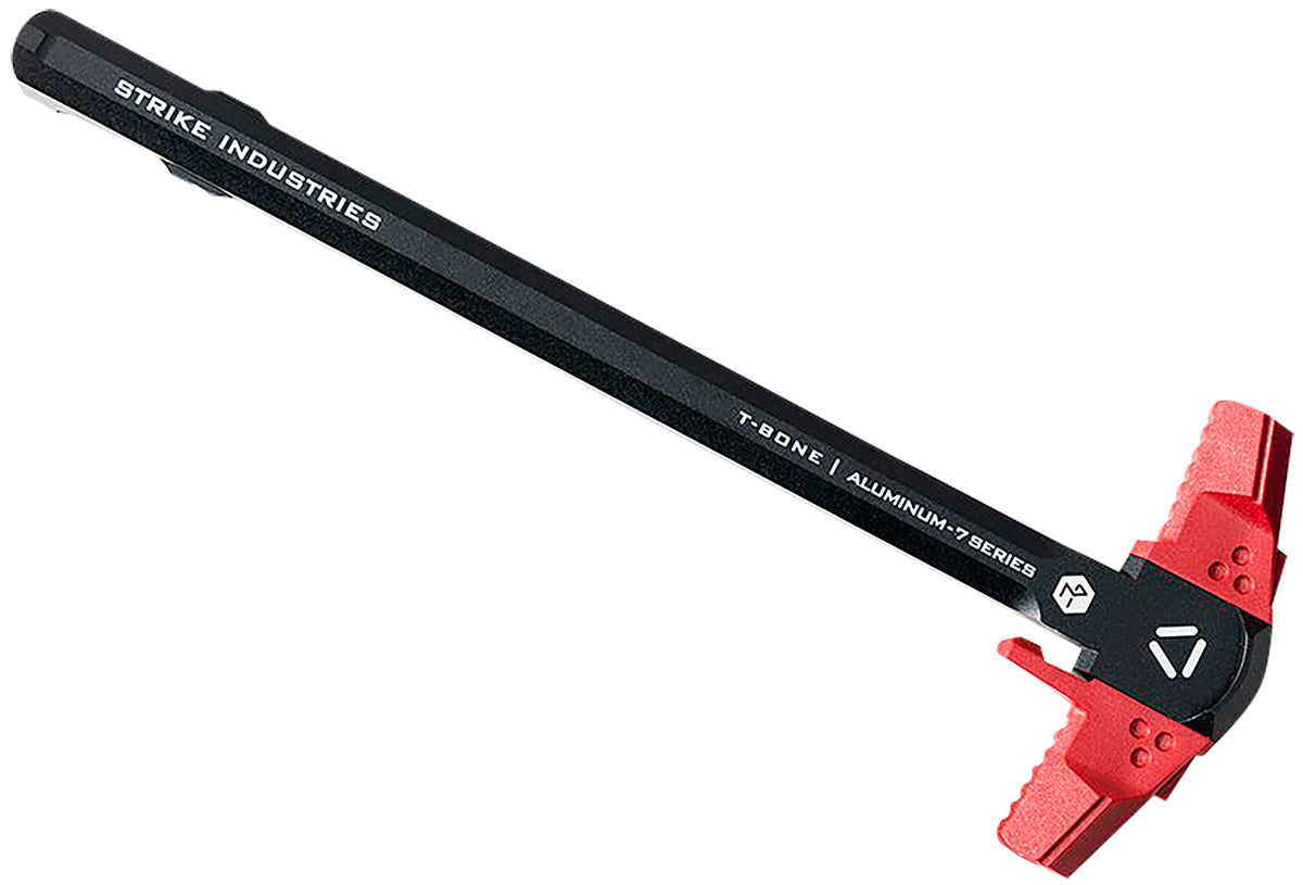 Strike Industries AR-15 .223/5.56 T-Bone Charging Handle Red Polymer with 7000 Series Aluminum Shaft