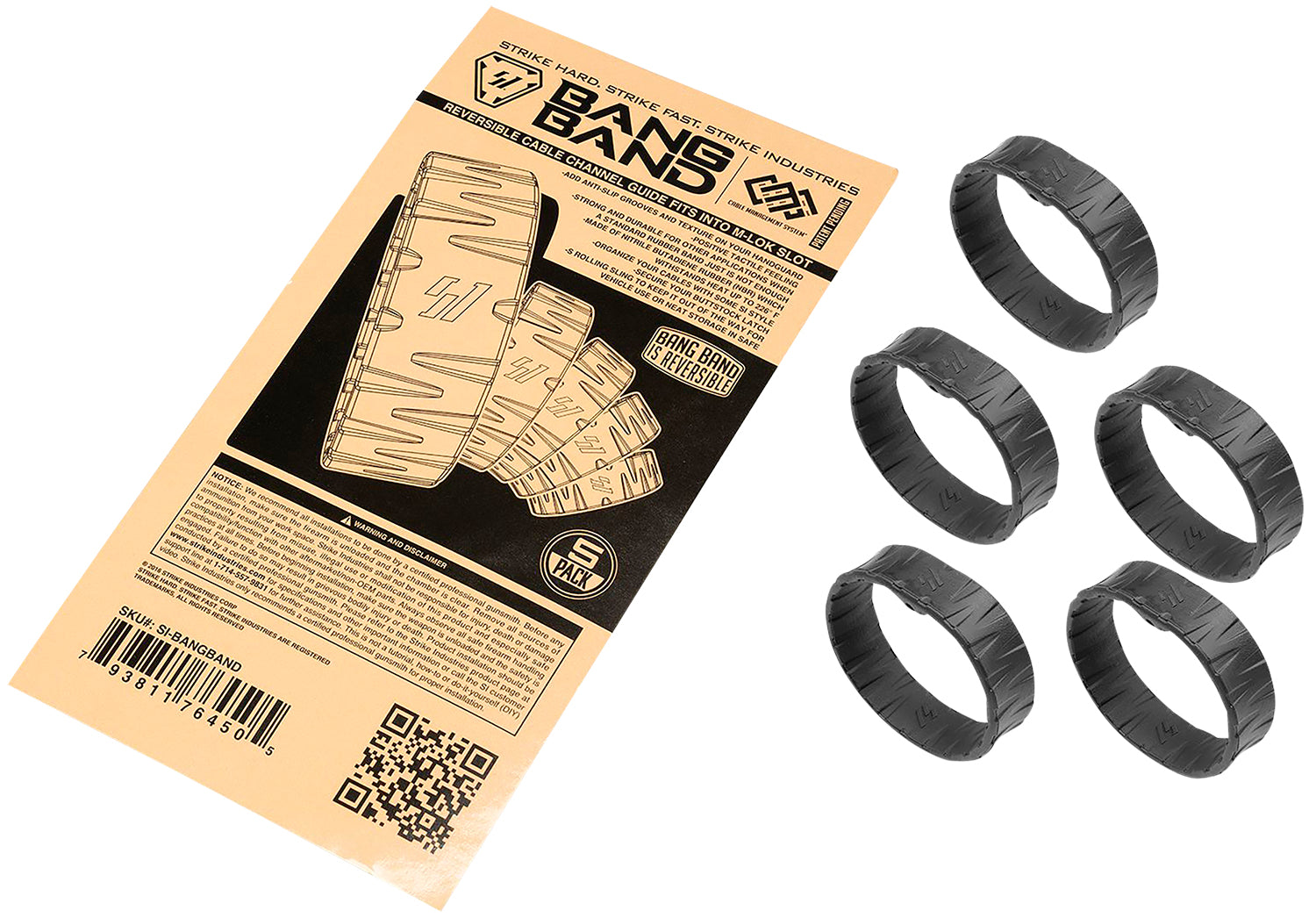 Strike Industries Bang Band NBR Black Rubber Anti-Slip Bands, 5 Pack