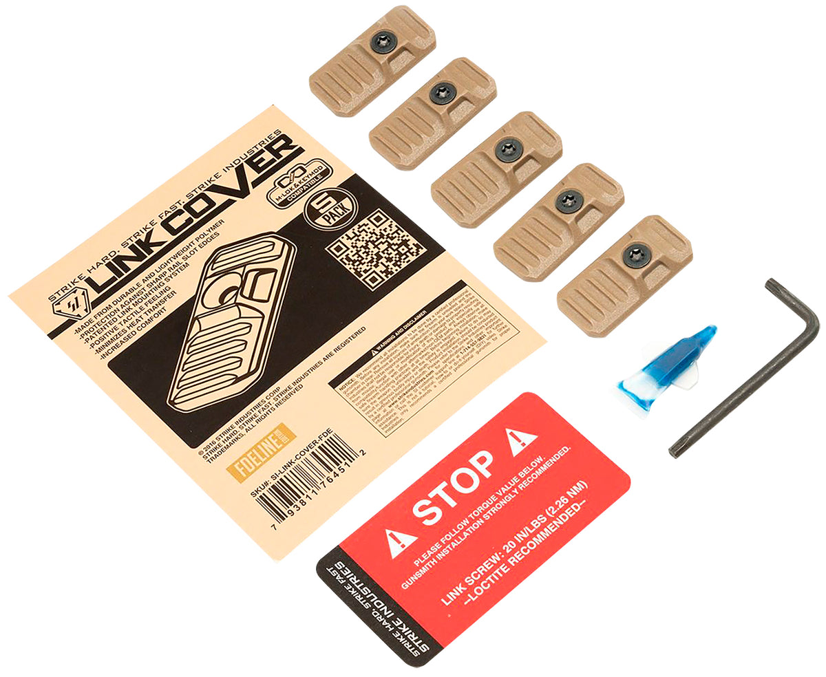 Strike Industries FDE Polymer LINK Slot Covers for M-LOK and Keymod Rails Pack of 5