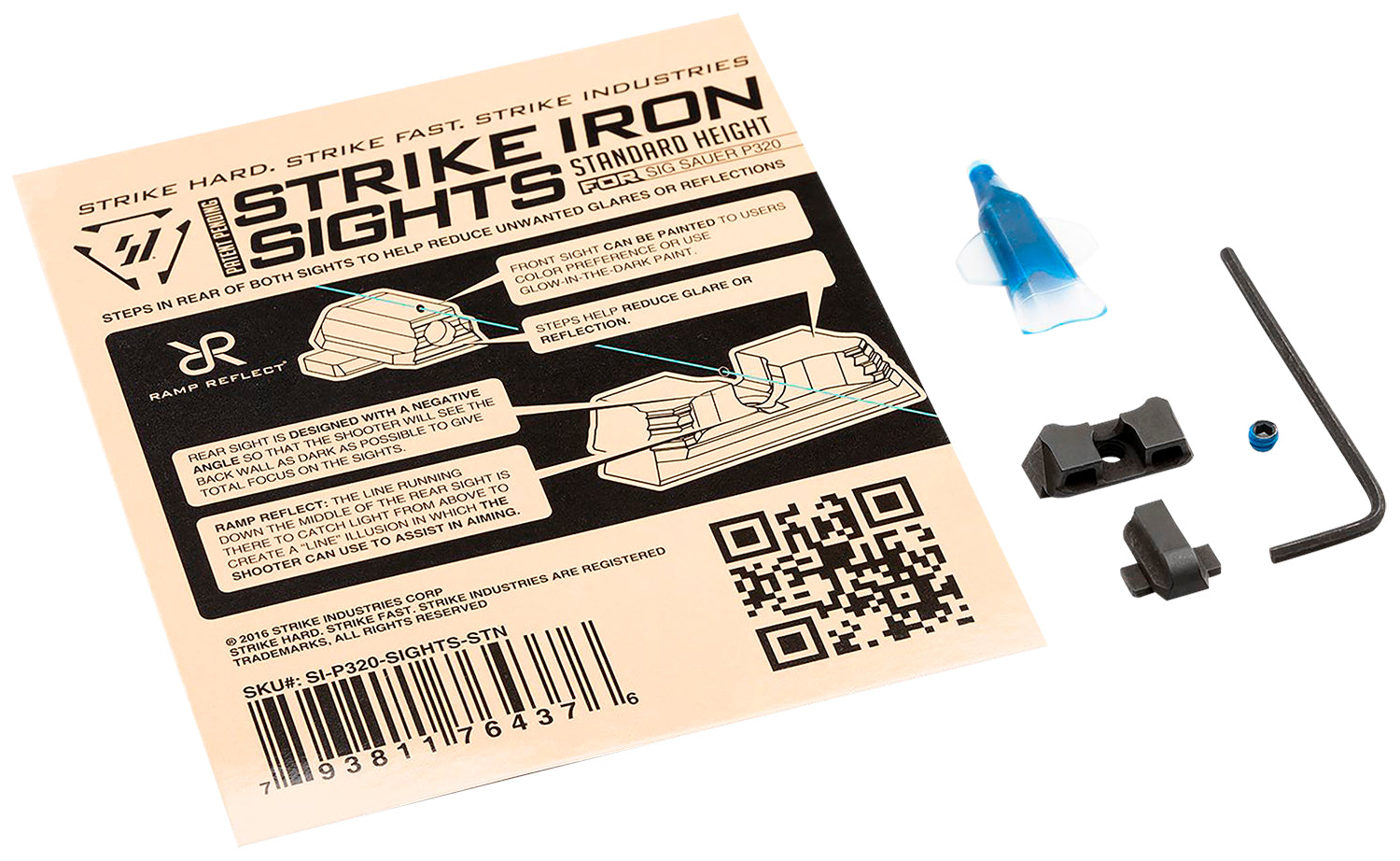 Strike Industries P320SIGHTSSTN Sig P320 Standard Height Steel Iron Sight Set