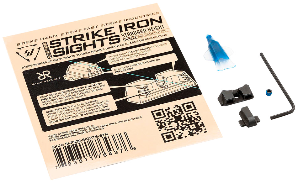 Strike Industries P320SIGHTSSTN Sig P320 Standard Height Steel Iron Sight Set
