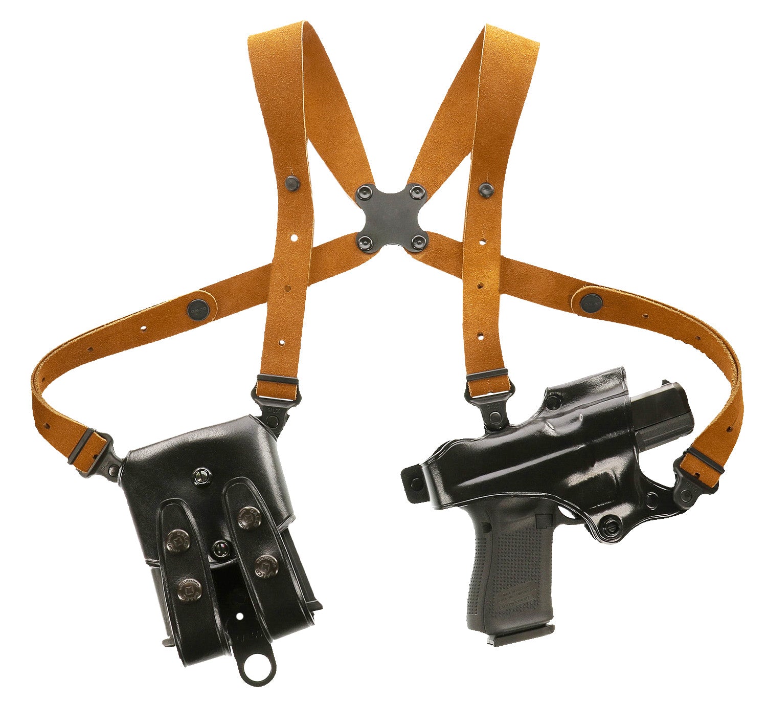 Galco JR212B Jackass Rig Horizontal Shoulder Holster System Black Leather Harness for 1911 Right Hand