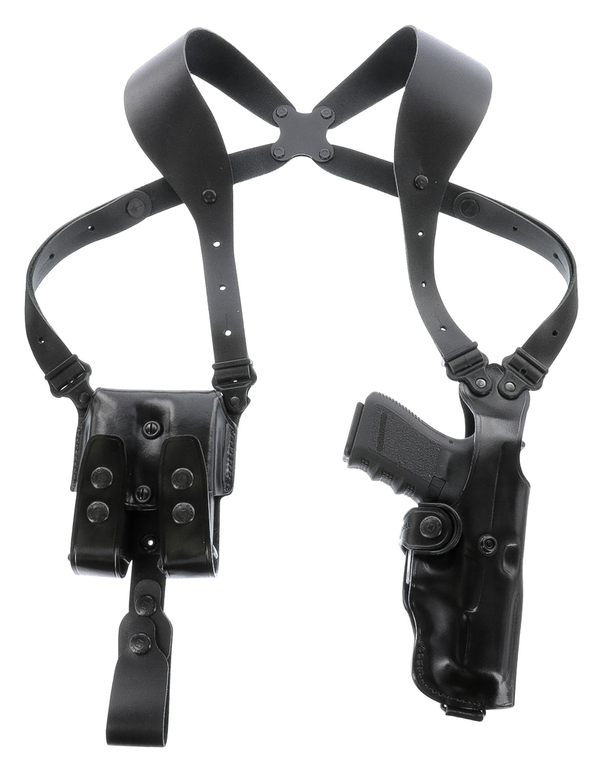 Galco VHS4212B VHS 4.0 Ambidextrous Shoulder Holster System Black Leather Harness for 1911 5" Barrel Fits Chest Up To 56"