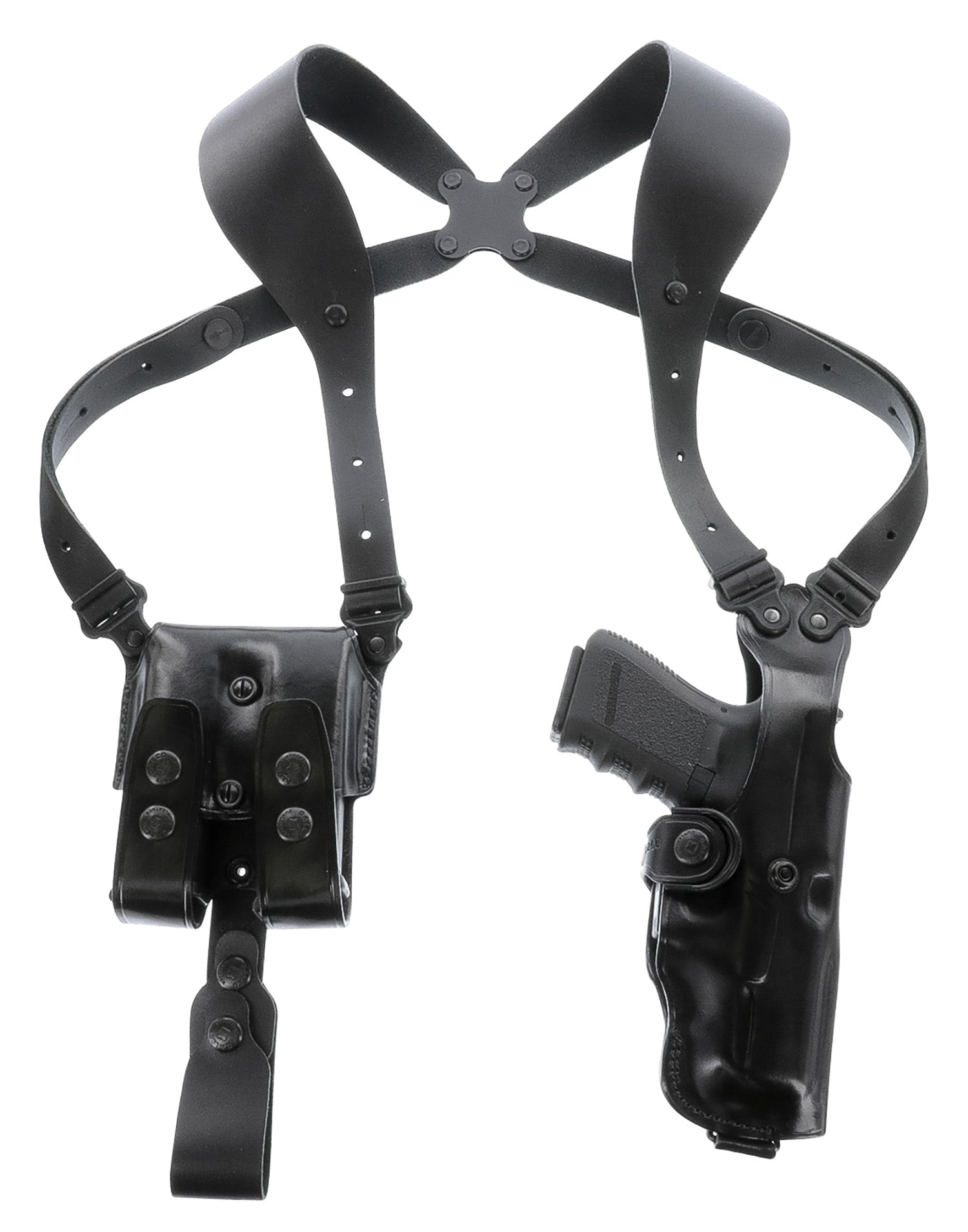 Galco VHS4212B VHS 4.0 Ambidextrous Shoulder Holster System Black Leather Harness for 1911 5" Barrel Fits Chest Up To 56"