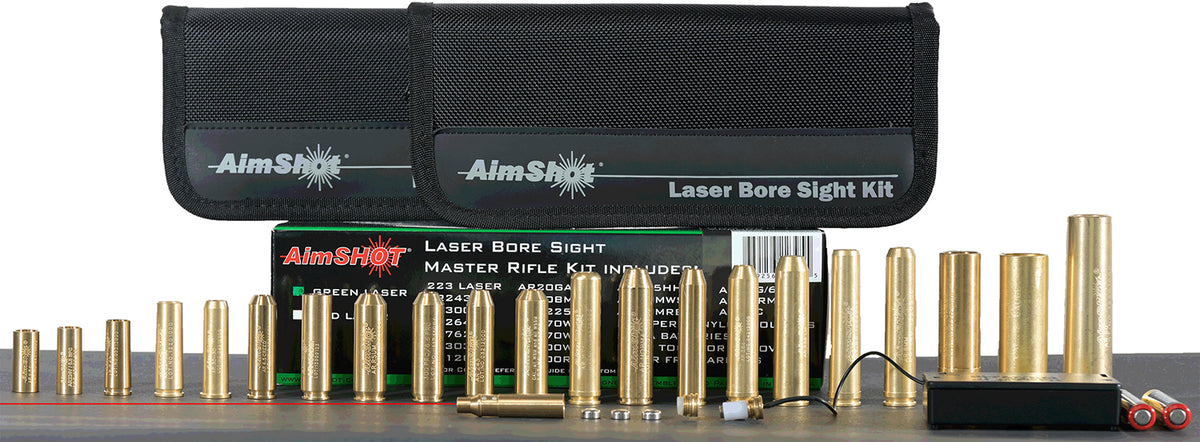 AimShot Master Kit Red 650nM Laser Bore Sight Multi-Caliber Rifle Kit