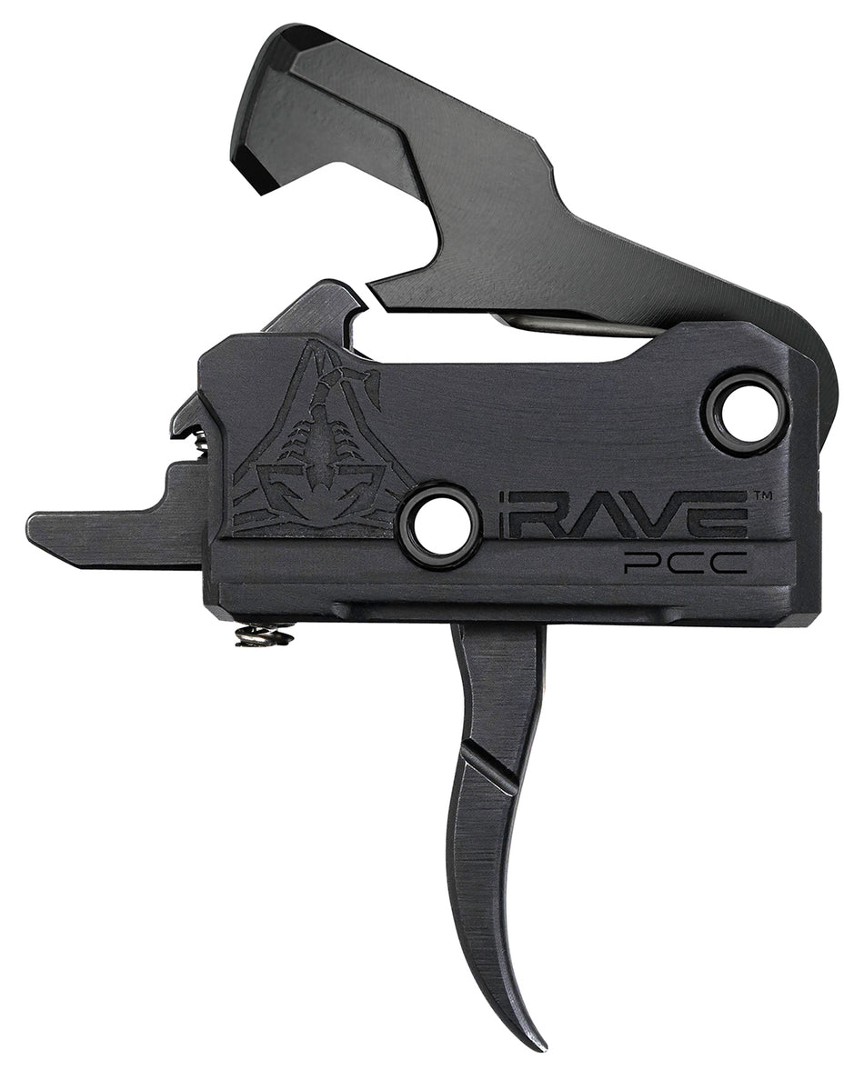 Rise Armament Rave PCC Single-Stage Curved Trigger Assembly 3.50 lb Draw Weight Black Nitride for AR