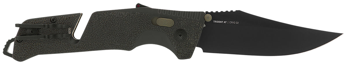 S.O.G Trident AT SOG11120341 Assisted Opening Folder 3.70" Black TiNi D2 Blade OD Green/FDE Handle