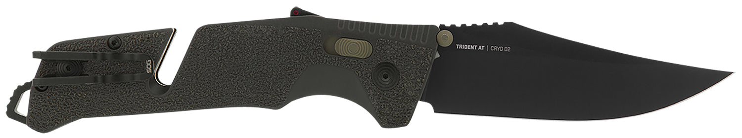 S.O.G Trident AT SOG11120341 Assisted Opening Folder 3.70" Black TiNi D2 Blade OD Green/FDE Handle