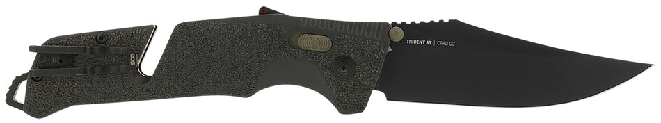 S.O.G Trident AT SOG11120341 Assisted Opening Folder 3.70" Black TiNi D2 Blade OD Green/FDE Handle