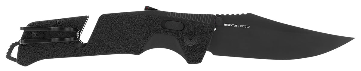 S.O.G Trident AT SOG11120541 Assisted Opening Folder 3.70" Black TiNi D2 Blade All-Black GRN Handle