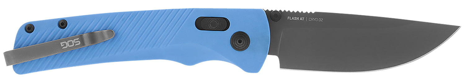 S.O.G Flash AT SOG11180341 Folding Knife 3.45" Plain D2 Steel Blade Civic Cyan Handle Pocket Clip