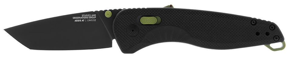 S.O.G Aegis AT SOG11410941 Folding Knife 3.13" Plain D2 Steel Blade Black GRN Handle Moss Accents AT-XR Lock