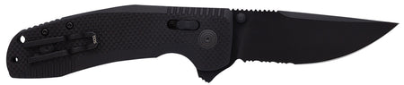 S.O.G SOG-TAC XR Tactical Folding Knife 3.39" Part Serrated Clip Point Cryo D2 Blade Blackout G10 Handle w/ Pocket Clip