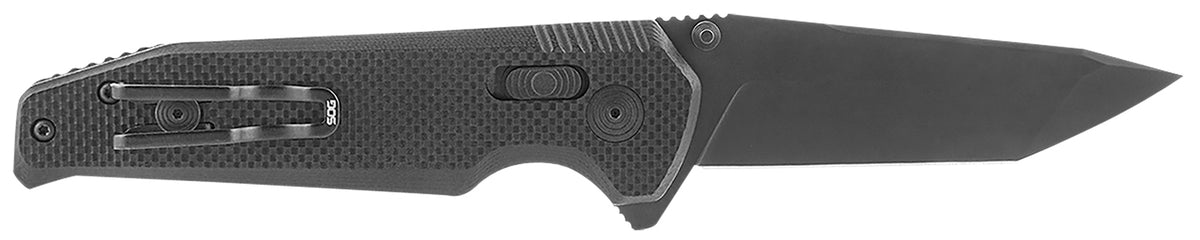 S.O.G Vision XR Tactical Folding Knife 3.36" Plain Tanto Black TiNi CTS XHP Blade Black G10 Handle