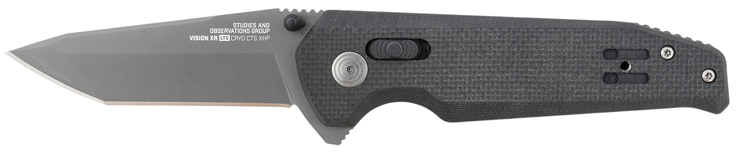 S.O.G Vision XR LTE Lightweight Folding Knife 3.36" Straight Tanto CTS XHP Blade Black G10 Handle