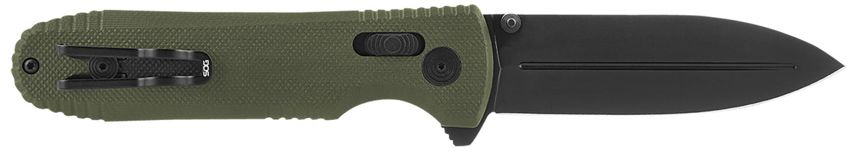 S.O.G Pentagon XR Tactical Folding Knife 3.60" Plain Spear Point Cryo CTS XHP Blade OD Green G10 Handle w/ Pocket Clip