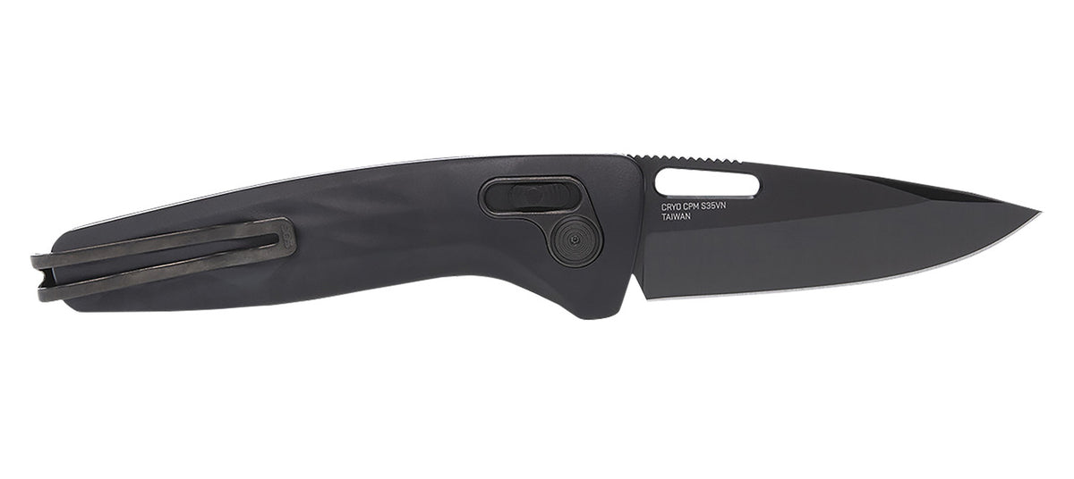 S.O.G One-Zero XR Premium Folding Knife 3.10" Black Chrome Cryo CPM S35VN Blade Black Sculpted Aluminum Handle w/ Pocket Clip