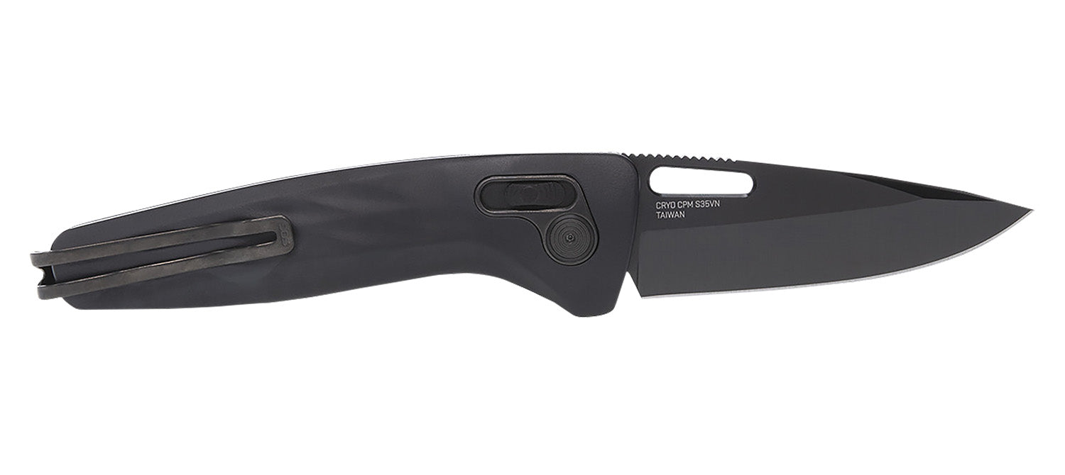 S.O.G One-Zero XR Premium Folding Knife 3.10" Black Chrome Cryo CPM S35VN Blade Black Sculpted Aluminum Handle w/ Pocket Clip