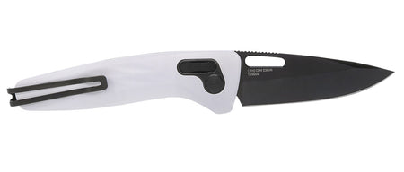 S.O.G One-Zero XR Premium Folding Knife 3.10" Black Chrome Cryo CPM S35VN Blade White Sculpted Aluminum Handle