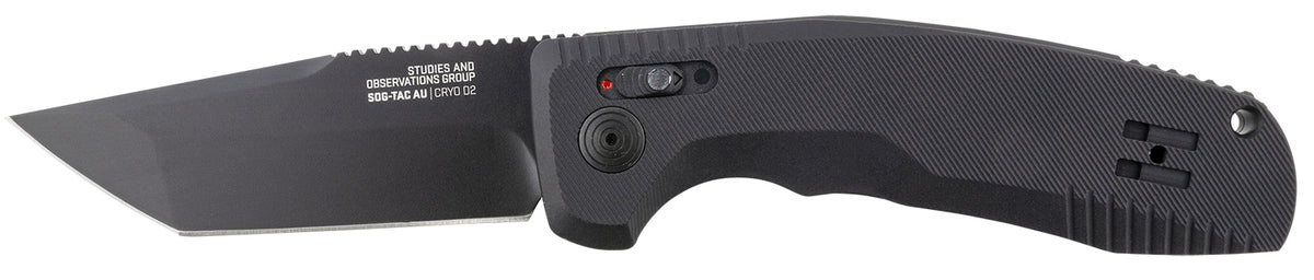 S.O.G SOG-TAC Auto 3.43" Folding Tanto Plain TiNi CRYO D2 Blade Black Anodized Aluminum Handle Includes Clip