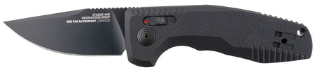 S.O.G SOG-TAC Auto Compact 2.94" Folding Knife Straight Back Plain TiNi CRYO D2 Blade Black Aluminum Handle