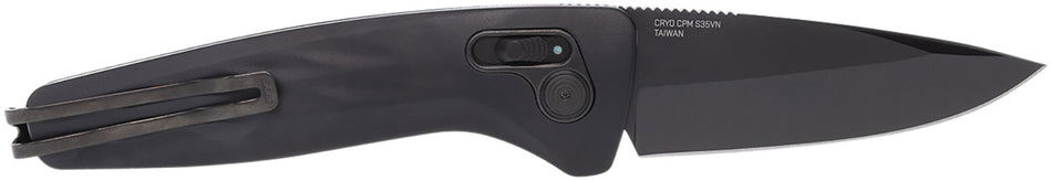 S.O.G One-Zero Auto 3.10" Folding Pocket Knife Plain Black Chrome CPM S35VN Blade Aircraft-Grade Black Aluminum Handle